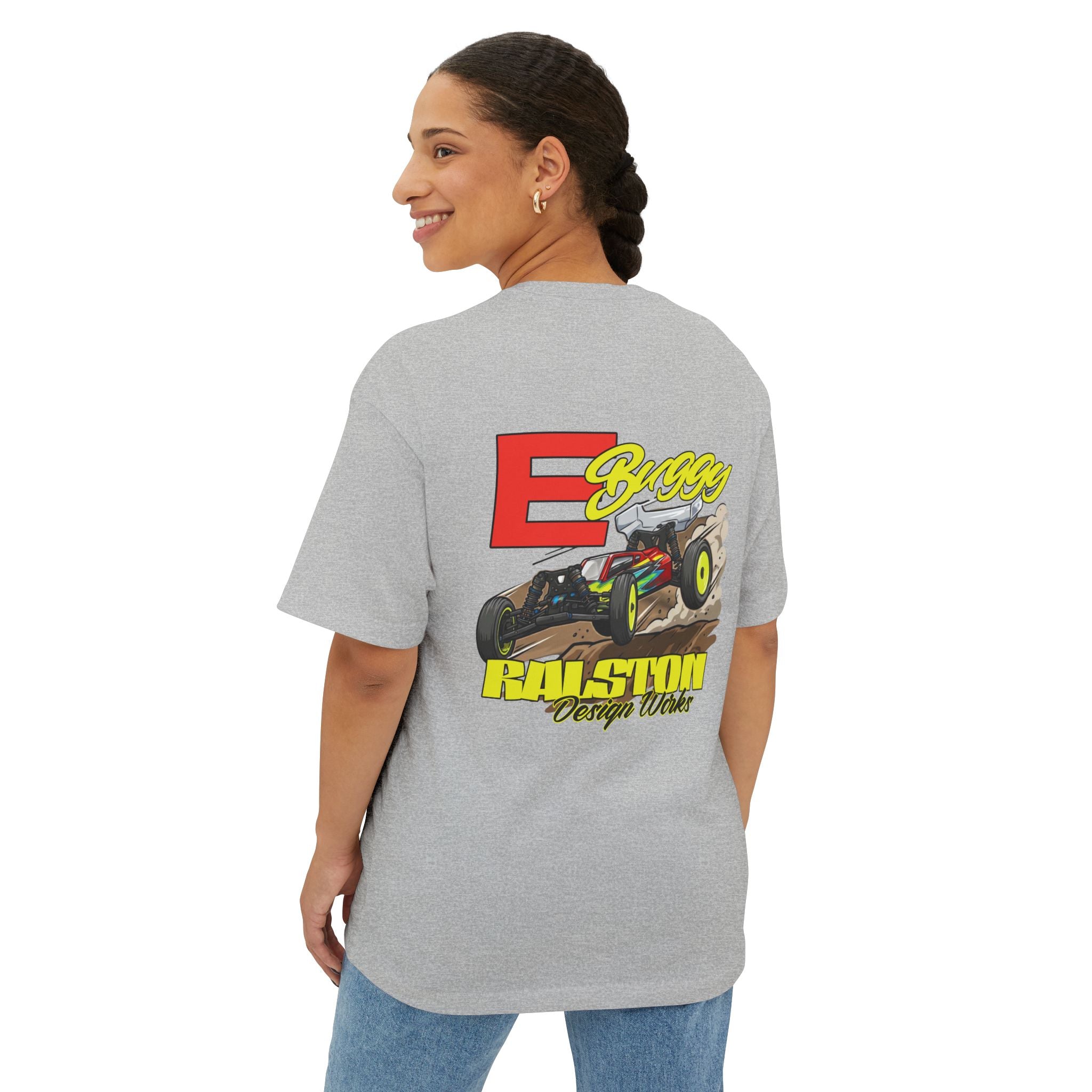 RC Racing Car Graphic Tee — "E Buggy" Oversized Boxy T‑Shirt